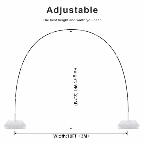 Adjustable arch frame with height and width dimensions