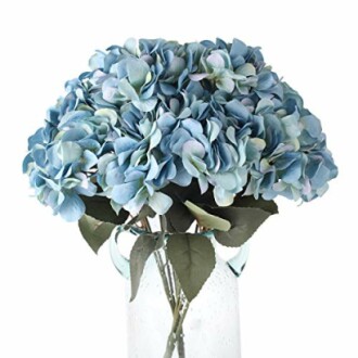 5Heads Artificial Fake Flower Plants Silk Hydrangea Arrangements