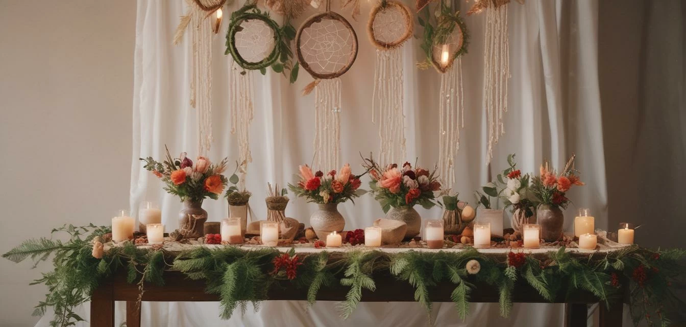 Boho bridal shower decorations setup