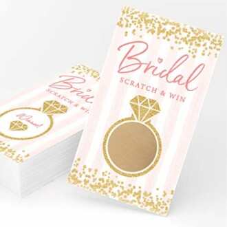 Bridal scratch-off card with gold glitter design