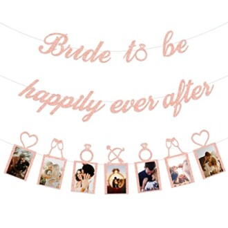 Concico Bridal Shower Decorations - Bride to be happily ever after Banner and Photo Banner for Bridal Shower/Wedding/Engagement Party Kit Supplies Decorations decor(Rose Gold)