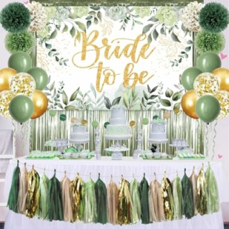 Sage Green Bridal Shower Decorations Set