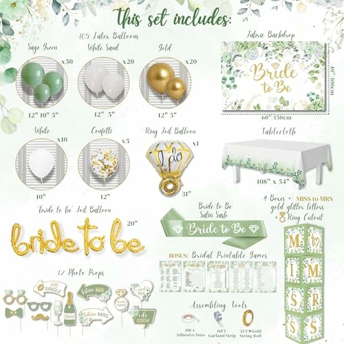 215 PC Bridal Shower Decorations Set