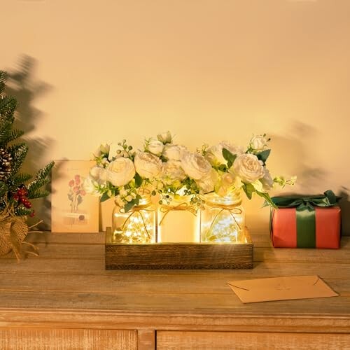 Mkono Mason Jar Lights Centerpiece