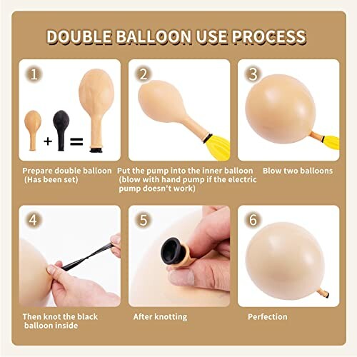 Step-by-step guide for using a double balloon with a pump.