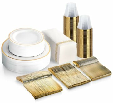 MCIRCO 350-Piece Gold Dinnerware Set