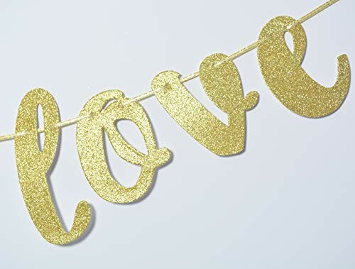 Gold glitter love banner decoration