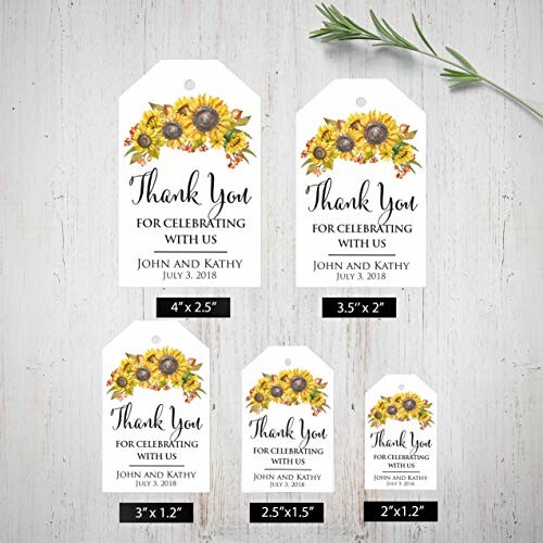 Sunflower Wedding Favor Tags