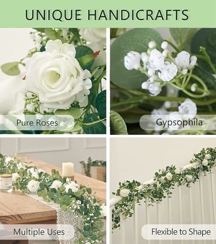 Unique handicrafts featuring pure roses, gypsophila, multiple uses, and flexible to shape floral arrangements.