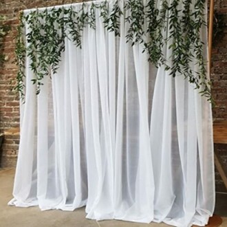 White Chiffon Sheer Backdrop Curtain